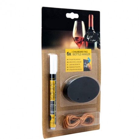 Etichete ovale pentru sticle de vin cu snur din piele - 6 buc
