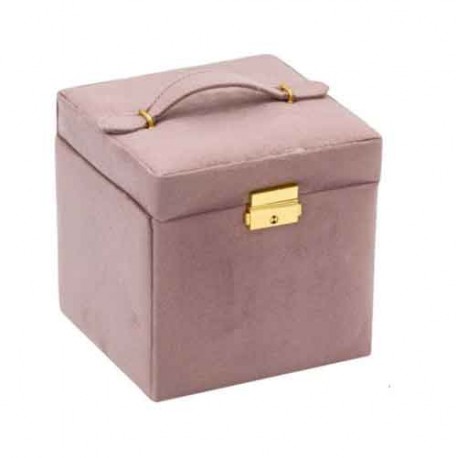 Caseta bijuteri din catifea roz
