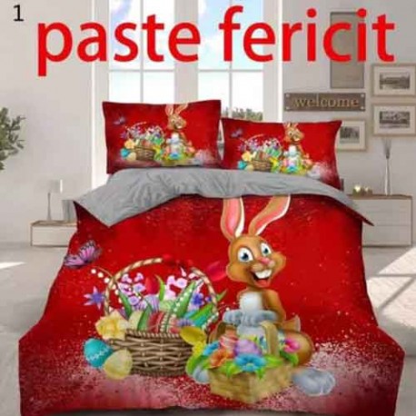 Lenjerie pat  finet  6 piese  Iepuras de Paste