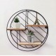 Etajera metalica decorativa rotunda cu 3 nivele din lemn de culoare naturala