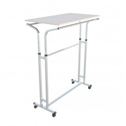 Stender metalic cromat cu brate laterale reglabile pe inaltime si polita pal