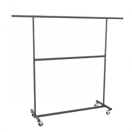 Stender metalic cu extensii laterale pentru doua haine cu doua niveluri