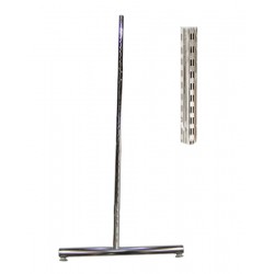 Stalp rotund metalic cromat cu talpa in “T” 2.4M