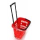 Cos plastic cu maner telescolic (tip troler) rosu