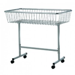 Cos metalic cromat negru mediu cu roti 80 cm x 60 cm
