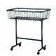 Cos metalic vopsit negru mediu cu roti 80 cm x 60 cm