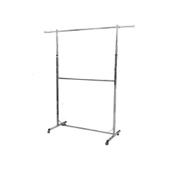 Stender metalic dublu reglabil pe inaltime cu extensii laterale si roti incluse