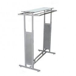 Stender metalic cu polita de sticla